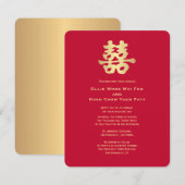 Golden Double Happiness | Chinees huwelijk Kaart (Voorkant / Achterkant)