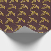 Golden Double Snake Caduceus Cadeaupapier (Hoek)