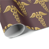 Golden Double Snake Caduceus Cadeaupapier (Rol Hoek)