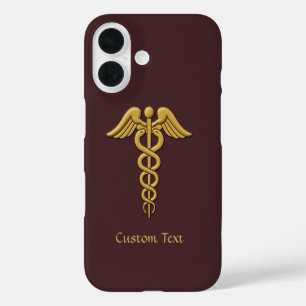 Golden Double Snake Caduceus iPhone 16 Hoesje