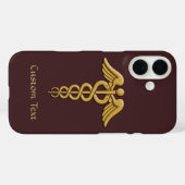 Golden Double Snake Caduceus Case-Mate iPhone Case (Achterkant (horizontaal))