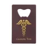 Golden Double Snake Caduceus Creditkaart Flessenopener (Voorkant)