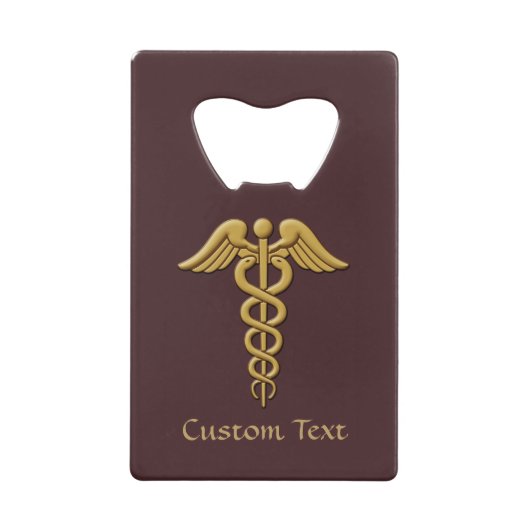 Golden Double Snake Caduceus Creditkaart Flessenopener (Voorkant)