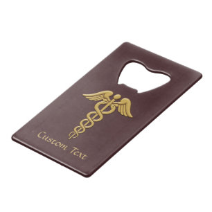 Golden Double Snake Caduceus Creditkaart Flessenopener