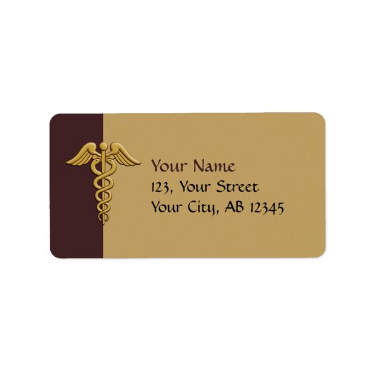 Golden Double Snake Caduceus Etiket (Voorkant)