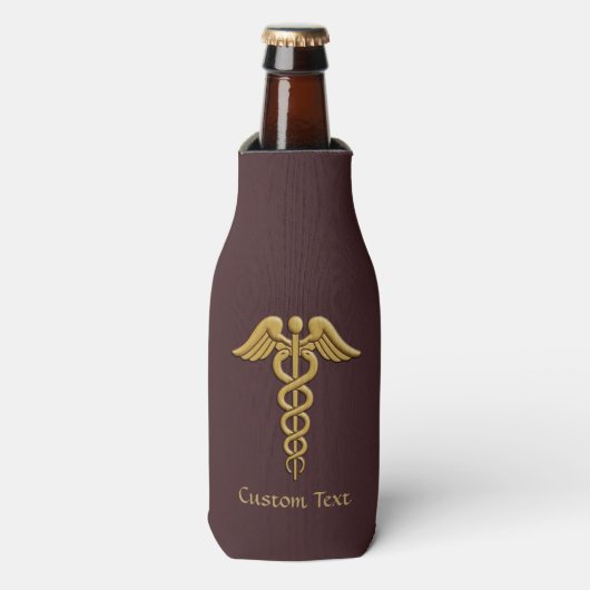 Golden Double Snake Caduceus Flesjeskoeler (Fles Voorkant)