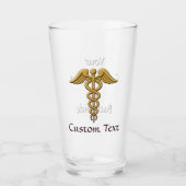 Golden Double Snake Caduceus Glas (Voorkant)
