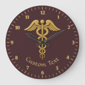 Golden Double Snake Caduceus Grote Klok (Voorkant)