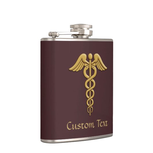 Golden Double Snake Caduceus Heupfles (Rechts)