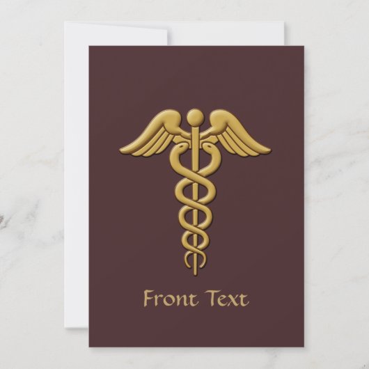 Golden Double Snake Caduceus Kaart (Voorkant)