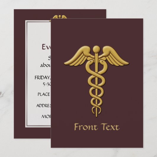 Golden Double Snake Caduceus Kaart (Voorkant / Achterkant)