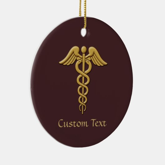 Golden Double Snake Caduceus Keramisch Ornament (Rechts)