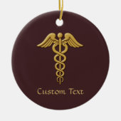 Golden Double Snake Caduceus Keramisch Ornament (Voorkant)