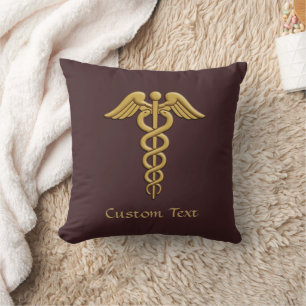 Golden Double Snake Caduceus Kussen