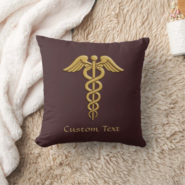 Golden Double Snake Caduceus Kussen (Deken)