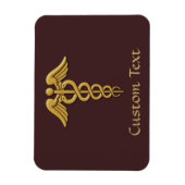 Golden Double Snake Caduceus Magneet (Verticaal)