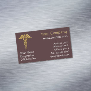 Golden Double Snake Caduceus Magnetisch Visitekaartje