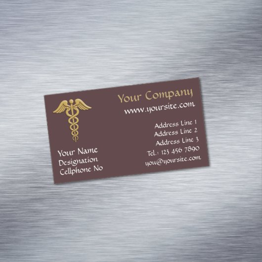 Golden Double Snake Caduceus Magnetisch Visitekaartje (Voorbeeld)