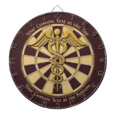 Golden Double Snake Caduceus met aangepaste tekst Dartbord (Voorkant)