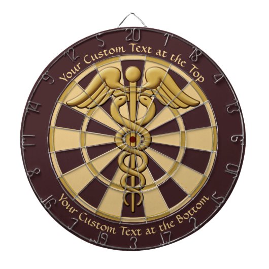 Golden Double Snake Caduceus met aangepaste tekst Dartbord (Voorkant)