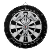 Golden Double Snake Caduceus met Custom Text Dart Dartbord (Voorkant)