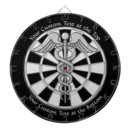 Golden Double Snake Caduceus met Custom Text Dart Dartbord