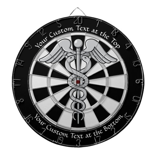 Golden Double Snake Caduceus met Custom Text Dart Dartbord (Voorkant)