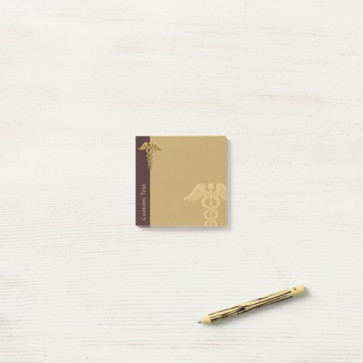 Golden Double Snake Caduceus Post-it Notes (Op bureau)