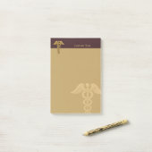 Golden Double Snake Caduceus Post-it Notes (Op bureau)
