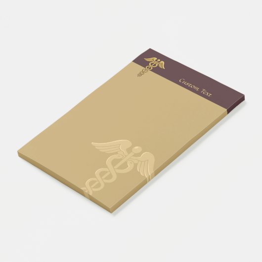Golden Double Snake Caduceus Post-it Notes (Schuin)