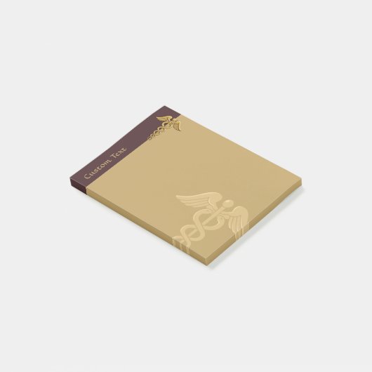 Golden Double Snake Caduceus Post-it Notes (Schuin)