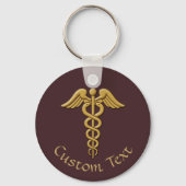 Golden Double Snake Caduceus Sleutelhanger (Voorkant)