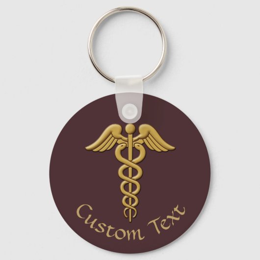 Golden Double Snake Caduceus Sleutelhanger (Voorkant)