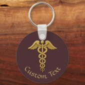 Golden Double Snake Caduceus Sleutelhanger (Voorkant)