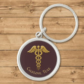 Golden Double Snake Caduceus Sleutelhanger