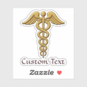 Golden Double Snake Caduceus Sticker (Vel)