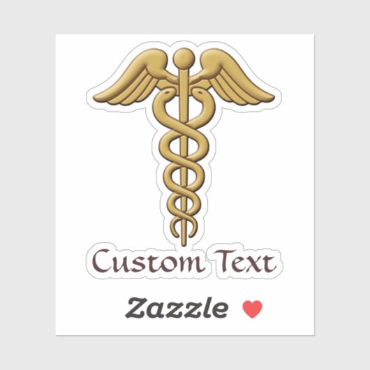 Golden Double Snake Caduceus Sticker (Vel)