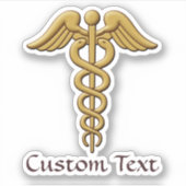Golden Double Snake Caduceus Sticker (Voorkant)