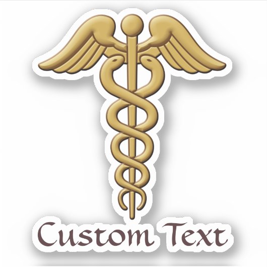 Golden Double Snake Caduceus Sticker (Voorkant)