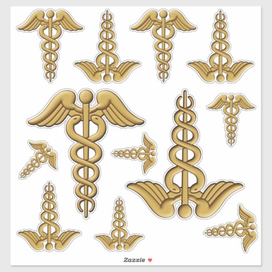 Golden Double Snake Caduceus Sticker Set (Vel)