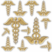 Golden Double Snake Caduceus Sticker Set (Voorkant)