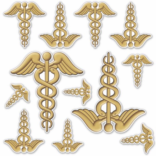 Golden Double Snake Caduceus Sticker Set (Voorkant)