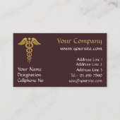 Golden Double Snake Caduceus Visitekaartje (Voorkant)