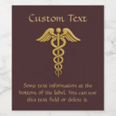 Golden Double Snake Caduceus Wijn Etiket (Enkel label)