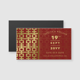 Golden Double Xi Chinese bruiloft bewaart de datum