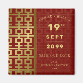 Golden Double Xi Chinese bruiloft bewaart de datum Magneet (Voorkant)