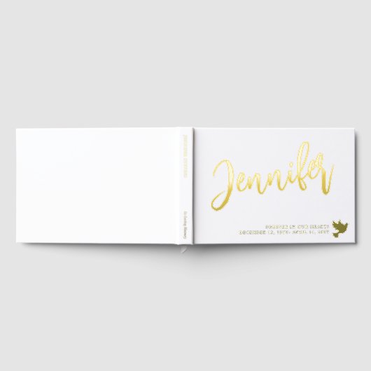 Golden Dove Naam in Script White Memorial Gastenboek (Volledig)
