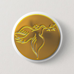 Golden Dove of Peace - Heilige Geest Ronde Button 5,7 Cm