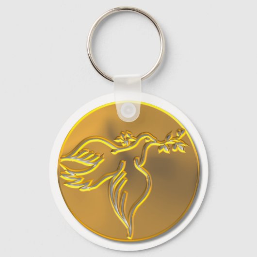 Golden Dove of Peace - Heilige Geest Sleutelhanger (Voorkant)