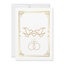 Golden Doves & Rings - Elegante huwelijksuitnodigi